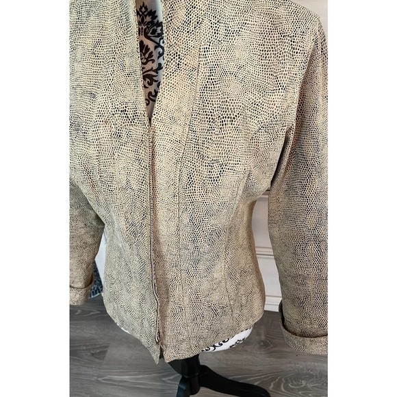 Vintage Women's Tan Leather Snakeskin Print Lined jacket Size M - Picture 2 of 11